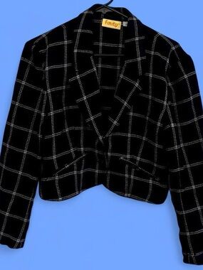 Finity Black Windowpane Cropped Blazer
